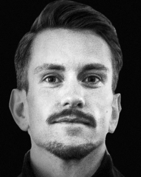 Svartvitt porträtt av Olof Guldbrandsson